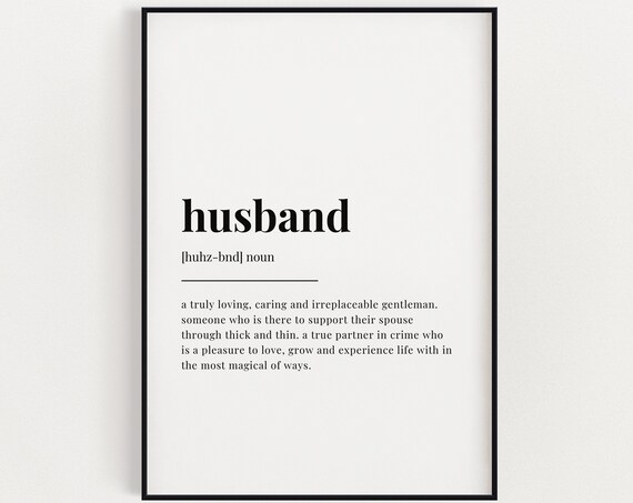 Husband Definition Quote Print, Anniversary Gift