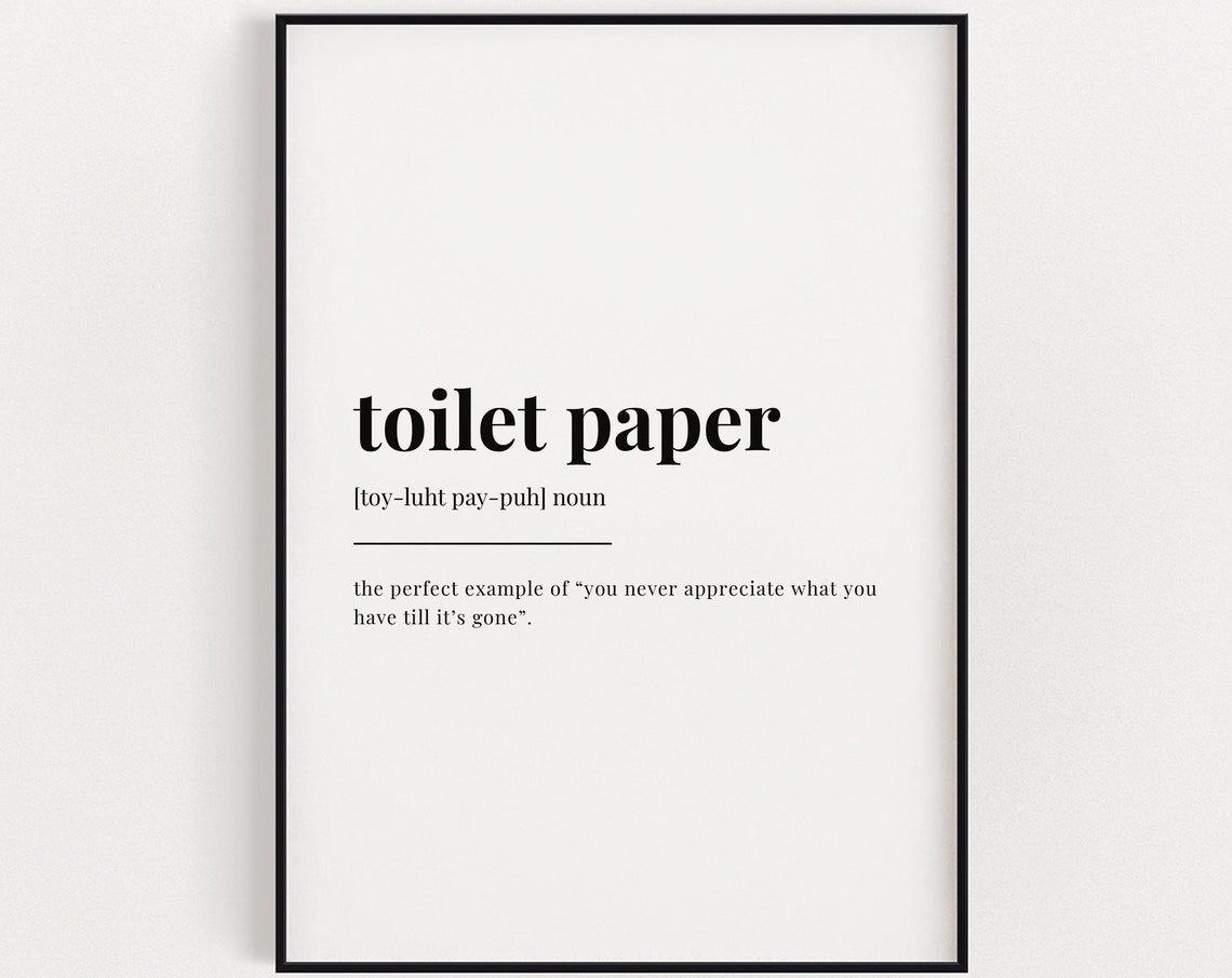 Toilet Paper Definition Meaning Wall Art Toilet Paper Print Print