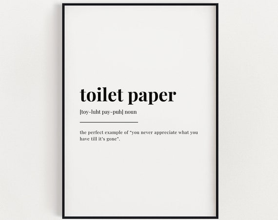 Toilet Paper Definition Meaning Wall Art Toilet Paper Print Print