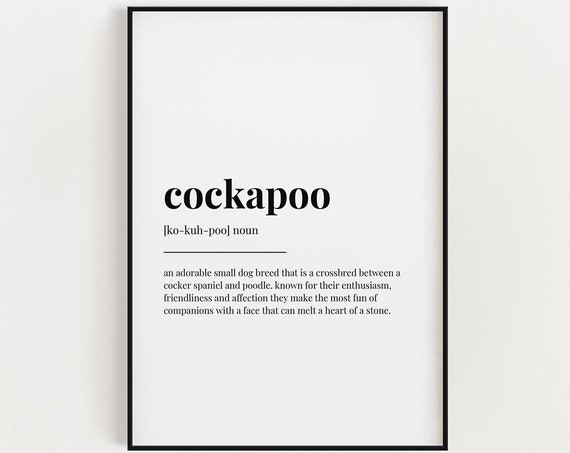 Cockapoo Definition Meaning Wall Art Definition Print Cockapoo Print Home Decor Instant