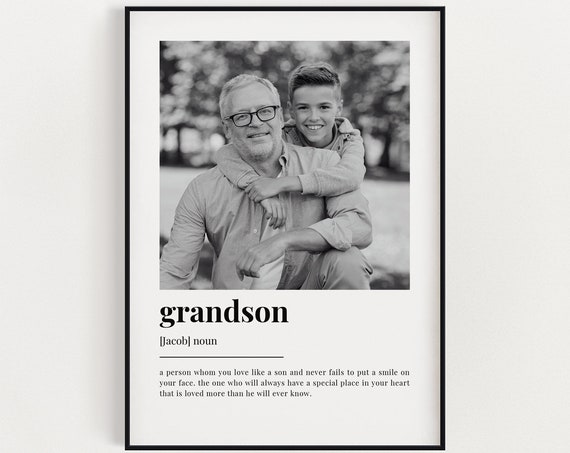 Personalised Grandson Definition Quote Art Print