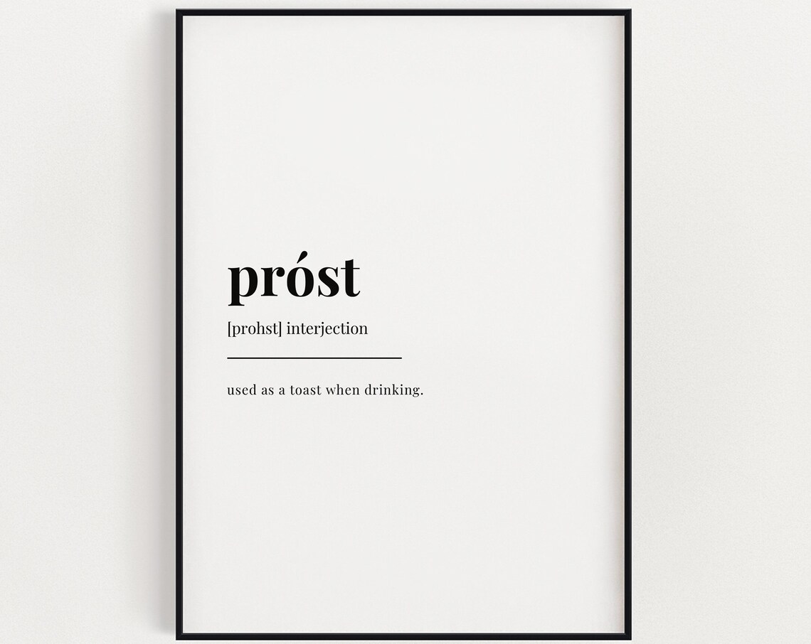Prost Toast Definition Cheers Drinking Minimalist Wall Poster