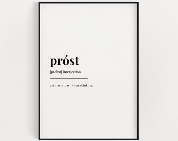 Prost Toast Definition Cheers Drinking Minimalist Wall Poster