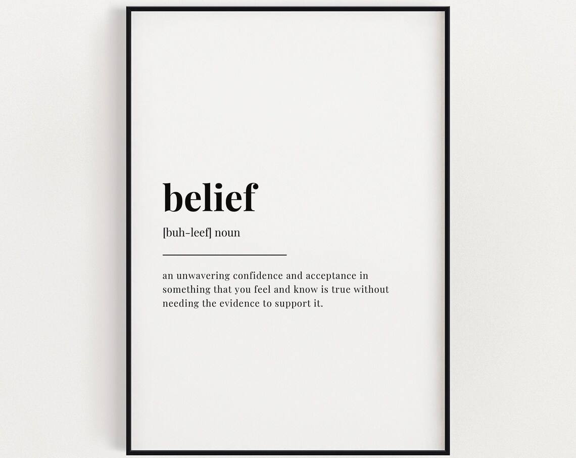 Belief Dictionary Definition Art Print Inspiring Typographic Wall Decor Gift