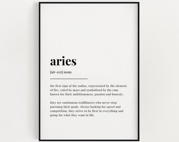 Aries Definition Astrology Art Print, Gift For Aries