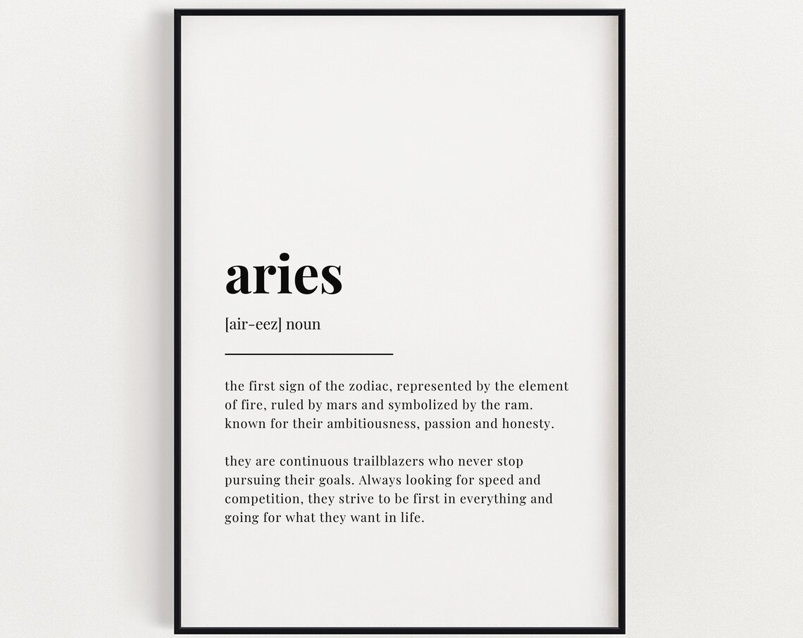 Aries Definition Astrology Art Print, Gift For Aries