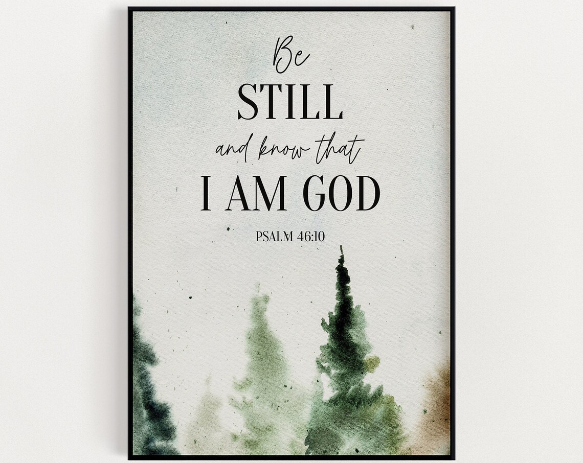Psalm 4610 Scripture Wall Art Christian Home Dcor Watercolour Print Bible Verse Instant