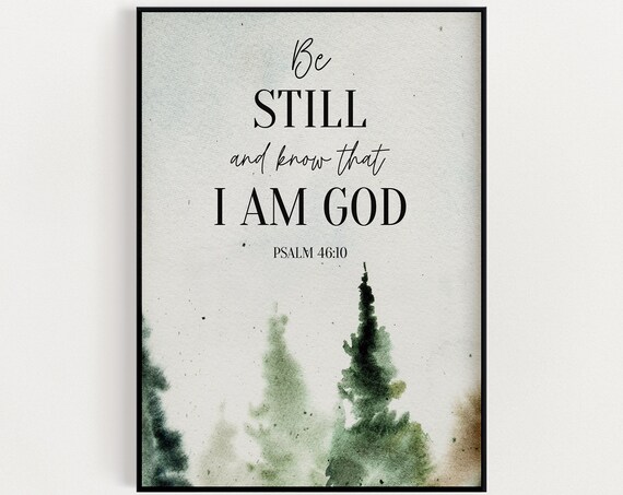 Psalm 4610 Scripture Wall Art Christian Home Dcor Watercolour Print Bible Verse Instant