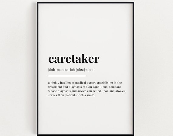 Caretaker Definition Print Wall Art Print Quote Wall Art Typography Print Dictionary Print Definition Print Office Wall Art Wall Art