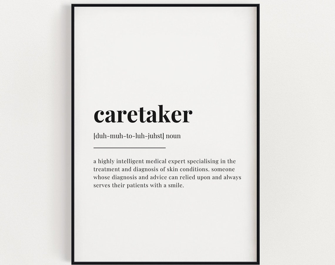 Caretaker Definition Print Wall Art Print Quote Wall Art Typography Print Dictionary Print Definition Print Office Wall Art Wall Art