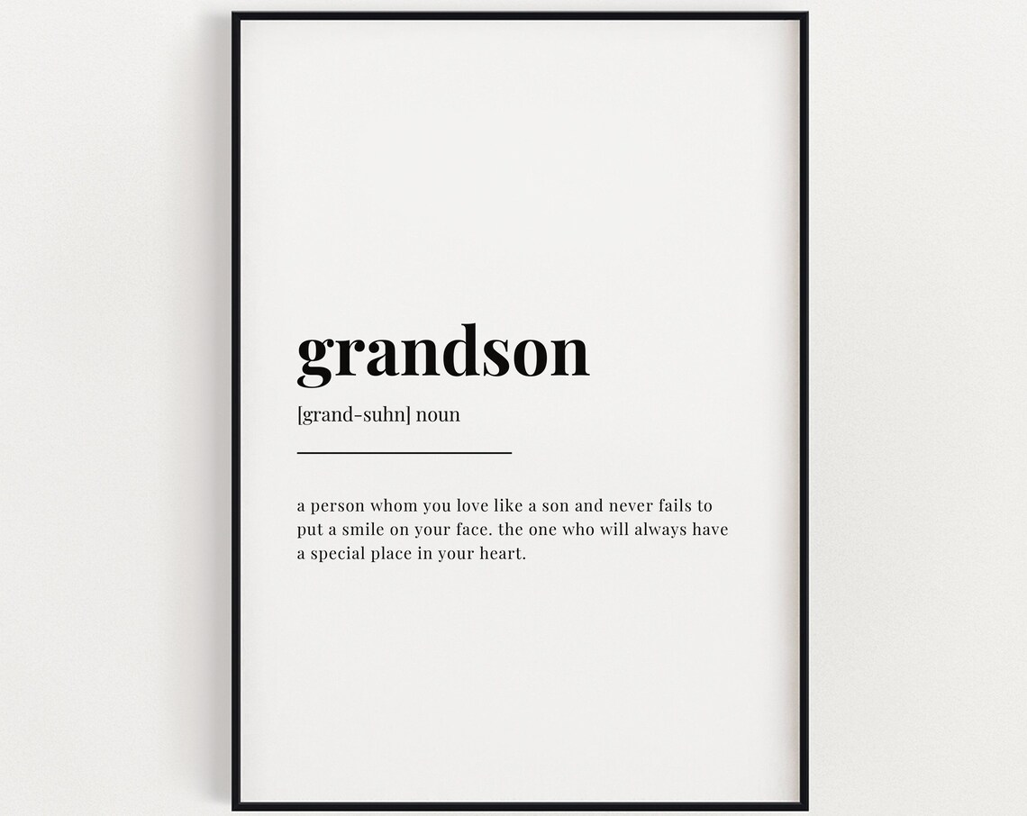 Grandson Definition Quote Art Print, Gift for Family