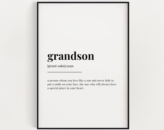 Grandson Definition Quote Art Print, Gift for Family