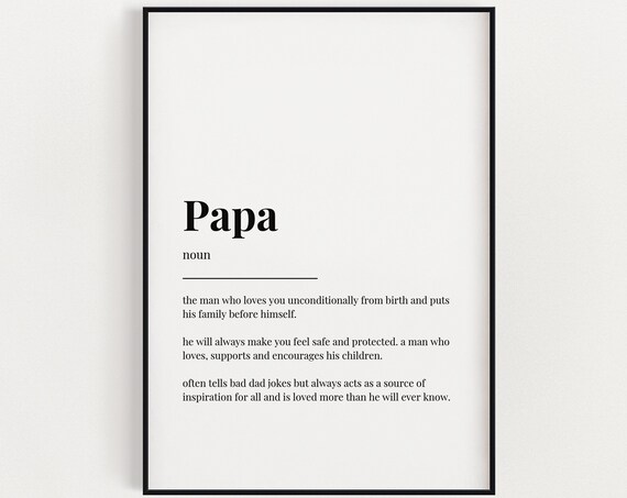 Papa Definition Quote Poster Print, Father's Day Gift