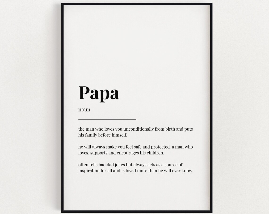 Papa Definition Quote Poster Print, Father's Day Gift