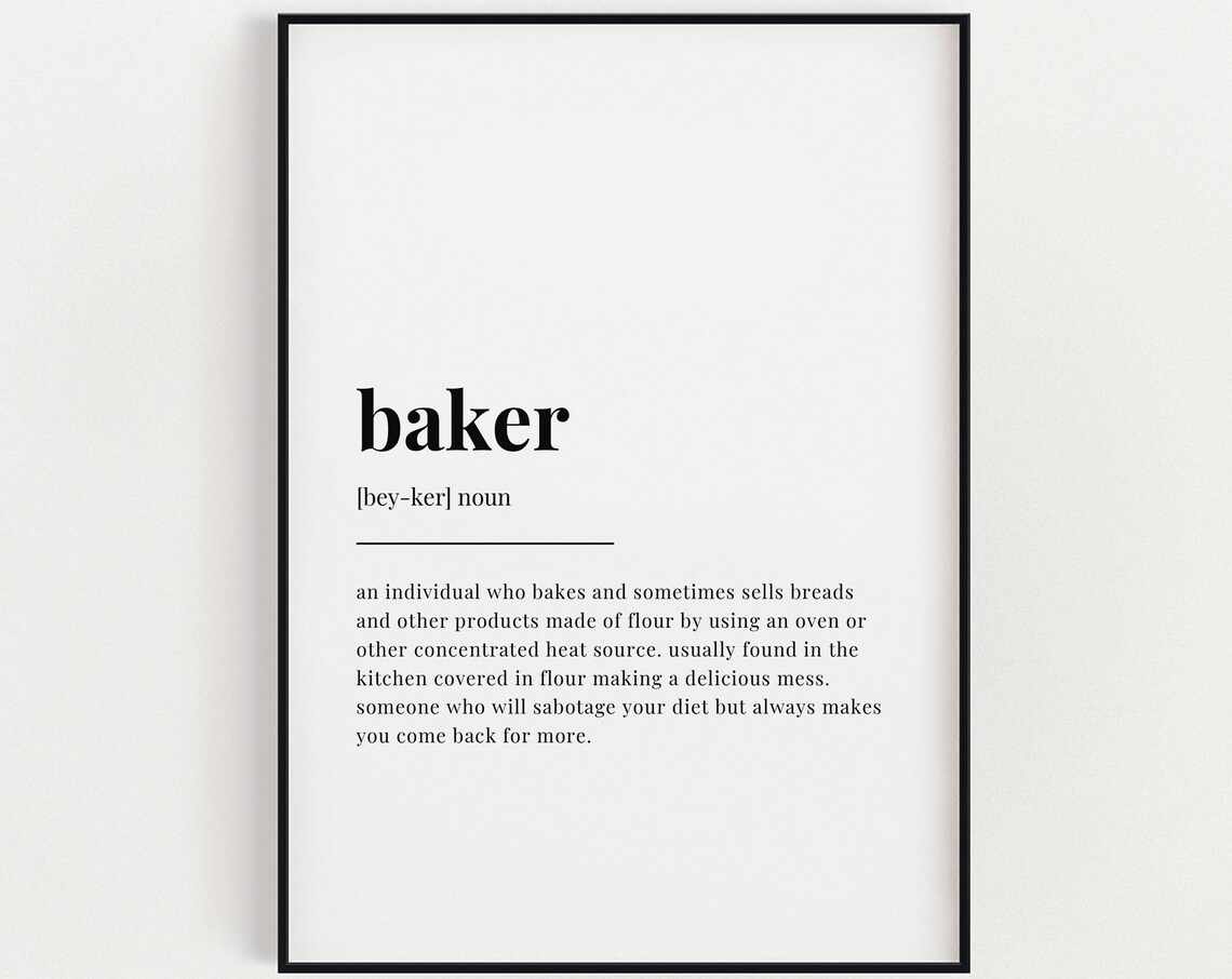 Baker Definition Typographic Art Print, Home Decor