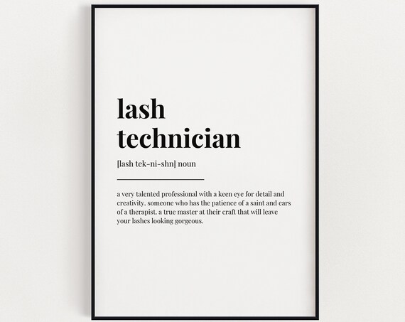 Lash Technician Definition Meaningful Salon Artist Appreciation Print
