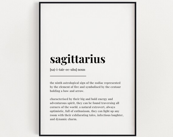 Sagittarius Definition Print, Astrology Gift Art Print