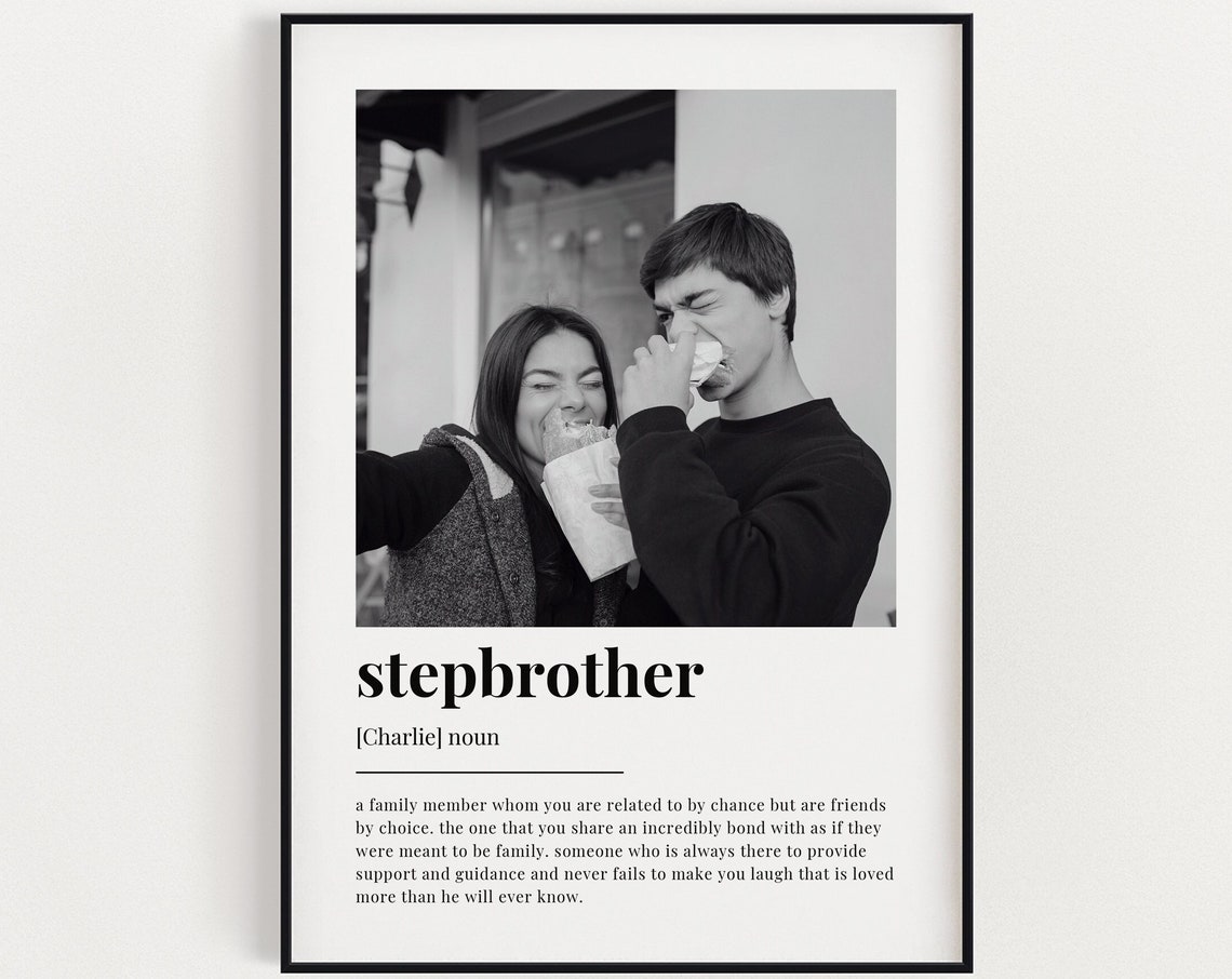 Personalized Stepbrother Definition Art Print With Custom Photo Gift