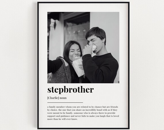 Personalized Stepbrother Definition Art Print With Custom Photo Gift