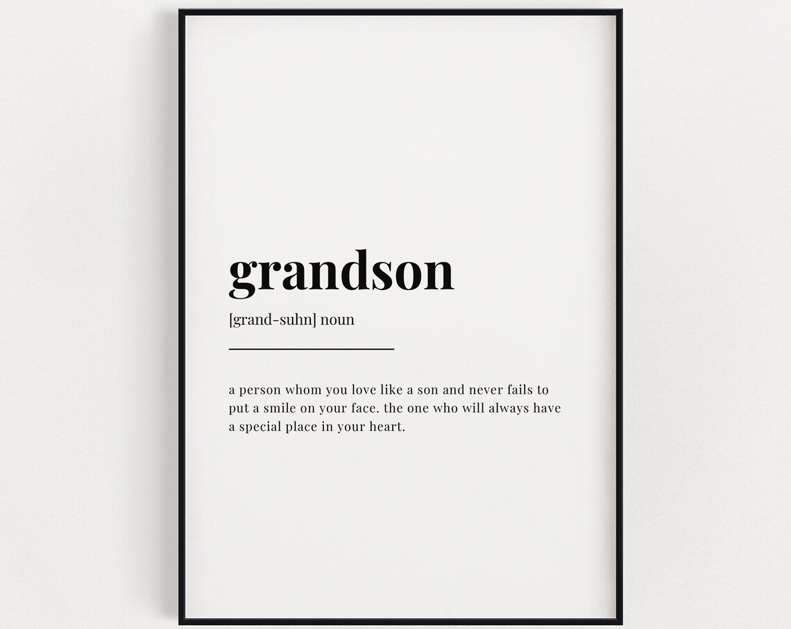 Grandson Definition Meaning Art Print, Gift