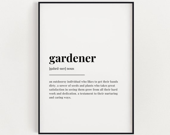 Gardener Definition Quote Print, Botanical Decor