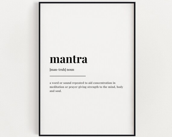 Mantra Dictionary Definition Meditation Mindfulness Wall Poster