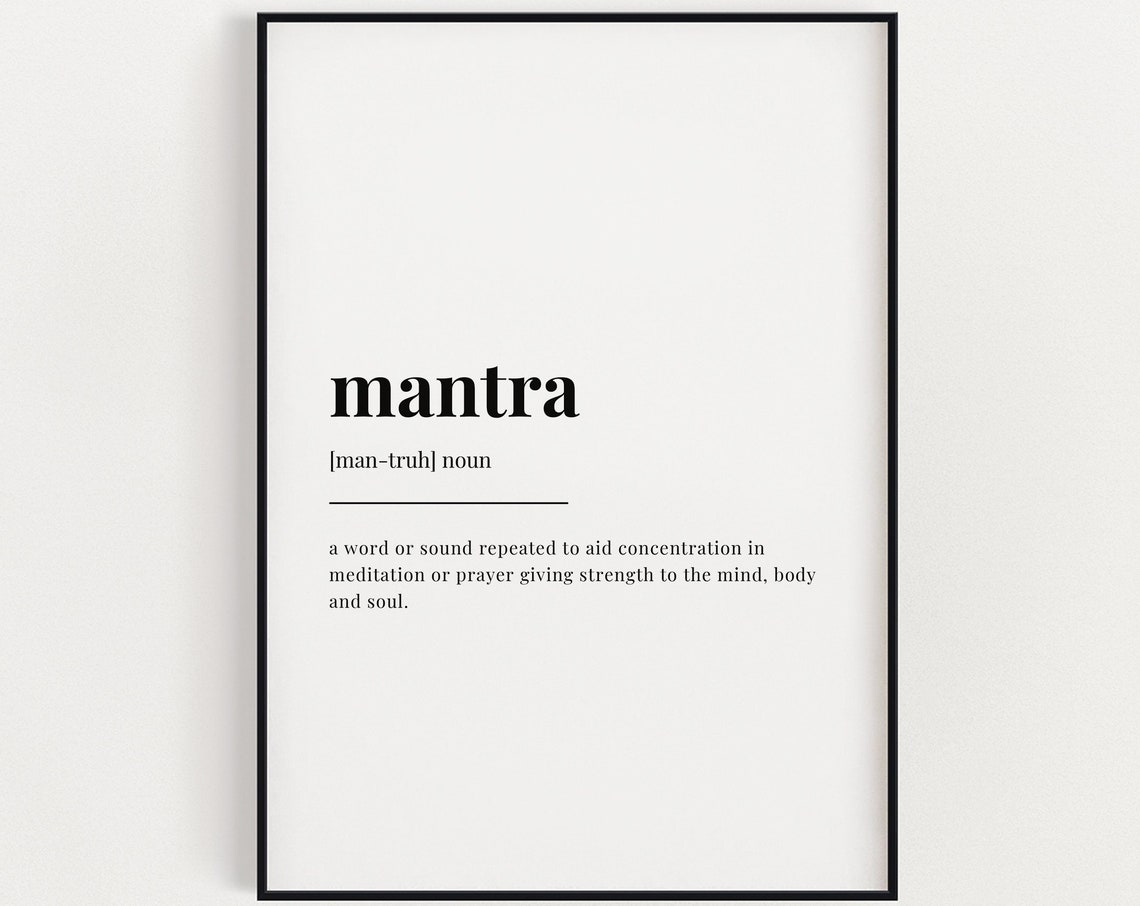 Mantra Dictionary Definition Meditation Mindfulness Wall Poster