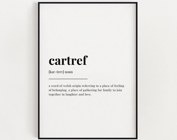 Cartref Welsh Definition Dictionary Style Family Home Poster