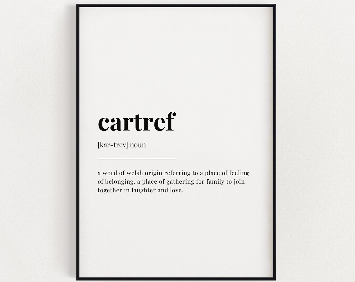 Cartref Welsh Definition Dictionary Style Family Home Poster