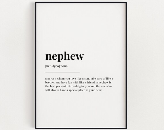 Nephew Definition Quote Art Print, Gift For Him