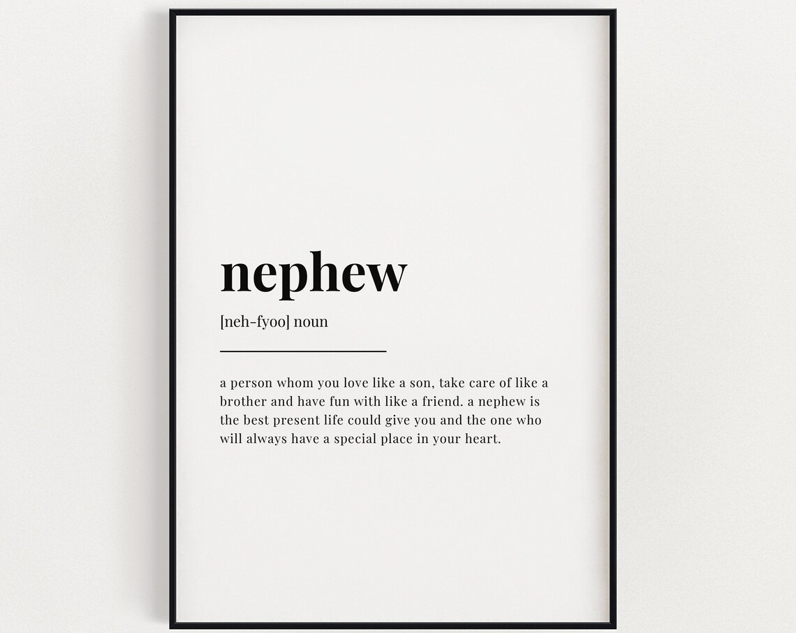 Nephew Definition Quote Art Print, Gift For Him