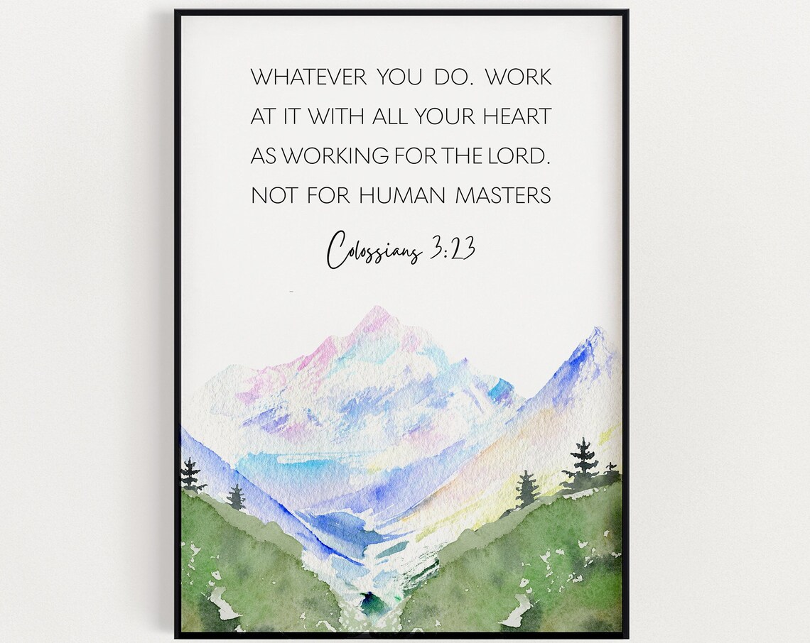 Colossians 3:23 Scripture Art Print, Bible Verse