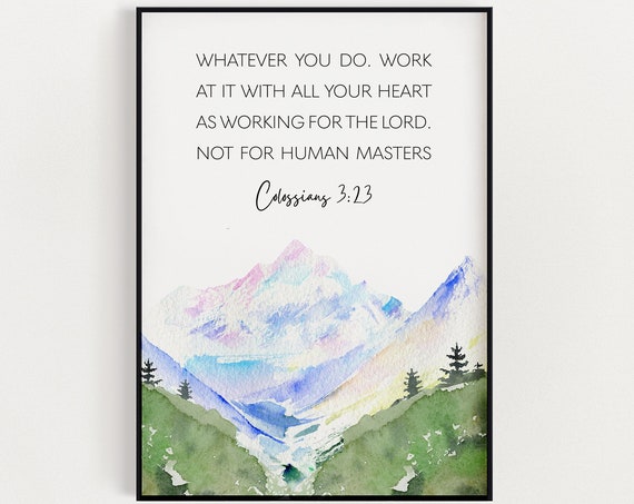 Colossians 3:23 Scripture Art Print, Bible Verse