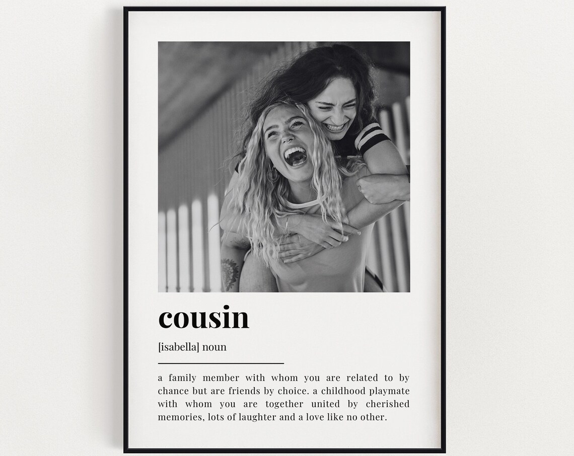 Personalised Cousin Definition Quote, Wall Art Print