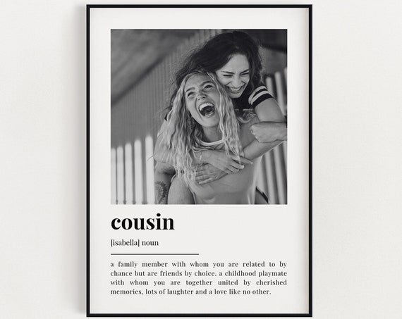 Personalised Cousin Definition Quote, Wall Art Print