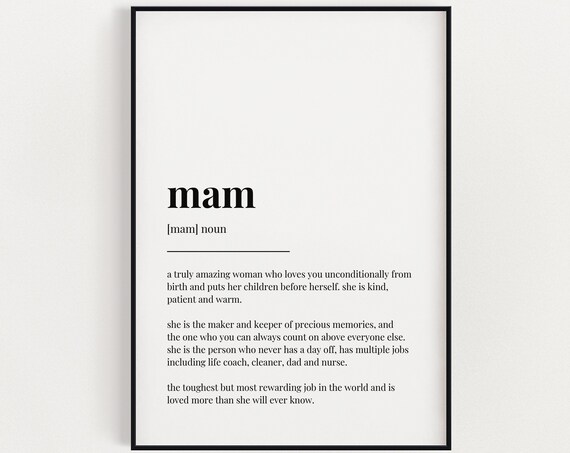 Mam Definition Meaningful Gift For Mum Irish Mother Day Art Print