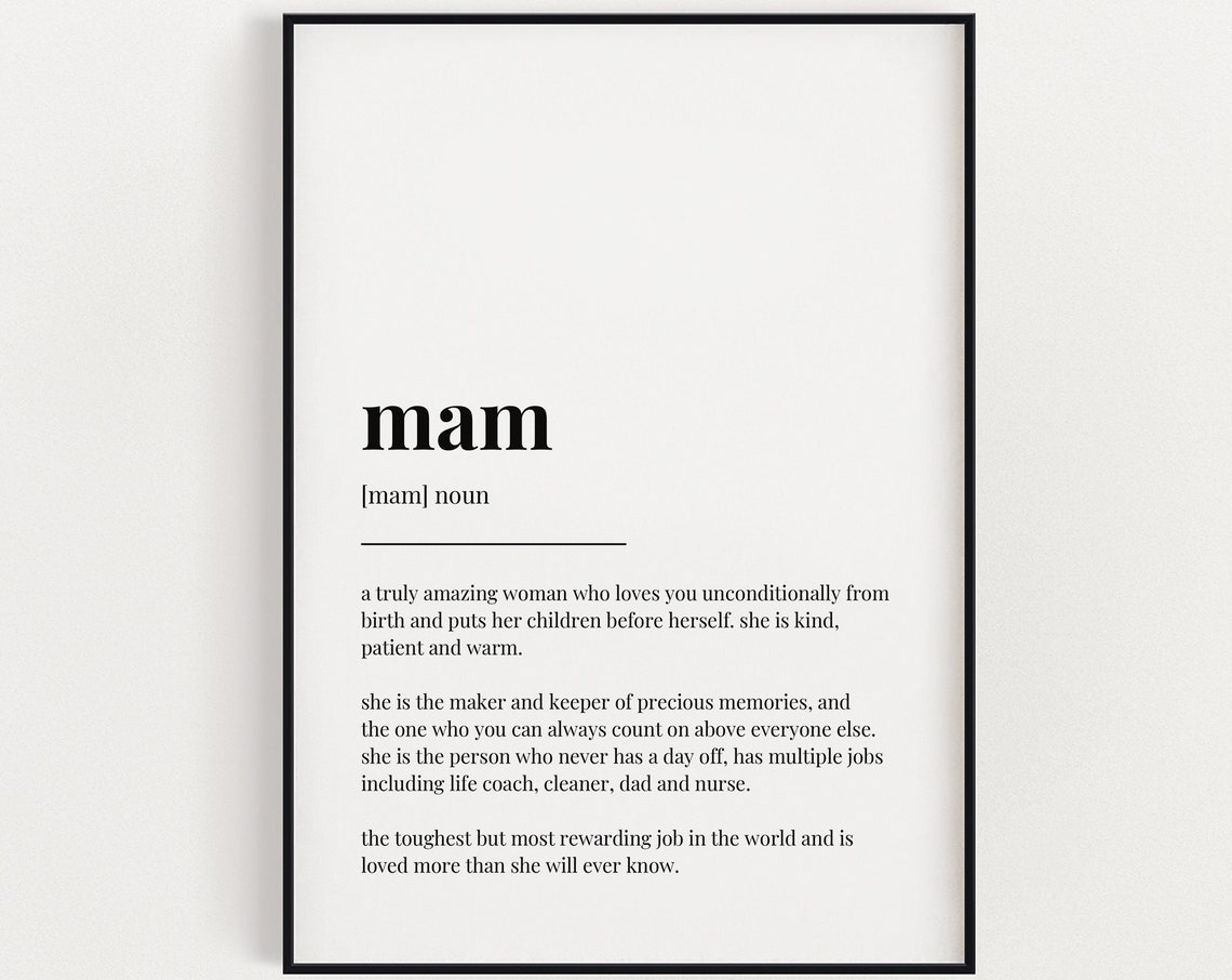 Mam Definition Meaningful Gift For Mum Irish Mother Day Art Print