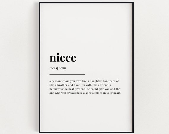 Niece Definition Meaning Wall Art Definition Print Home Decor Instant