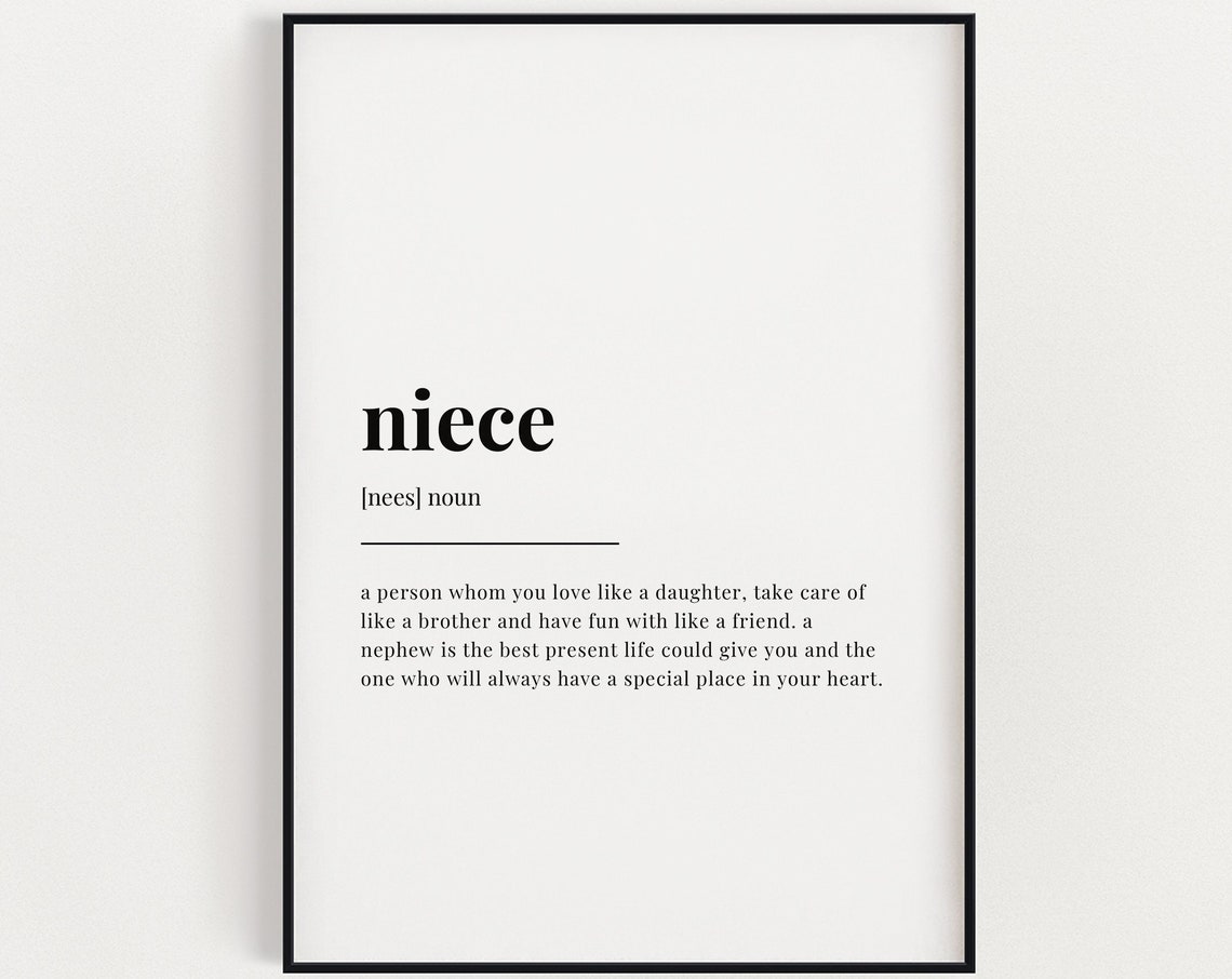 Niece Definition Meaning Wall Art Definition Print Home Decor Instant
