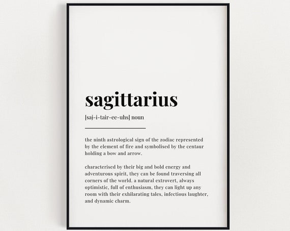 Sagittarius Definition Meaning Wall Art Definition Print Home Decor Instant
