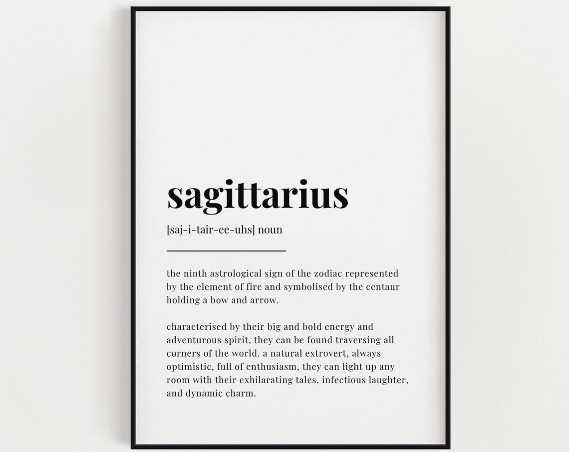 Sagittarius Definition Meaning Wall Art Definition Print Home Decor Instant