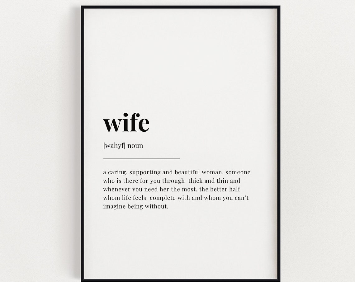 Wife Definition Meaning Wall Art Wife Gift Instant Home Decor Gift For Wife Instant