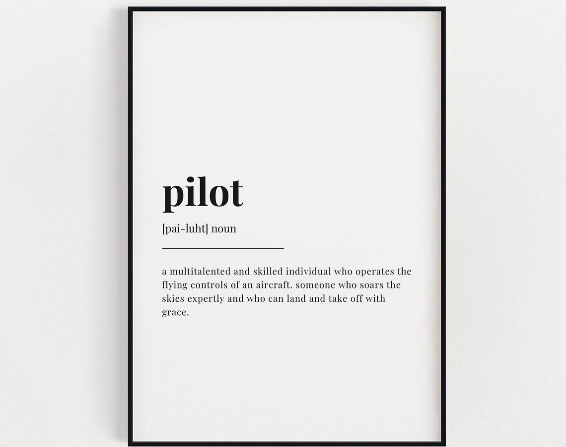 Pilot Definition Typography Quote Art Print