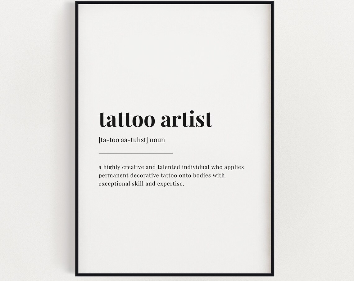 Tattoo Artist Definition Print, Humor Wall Art