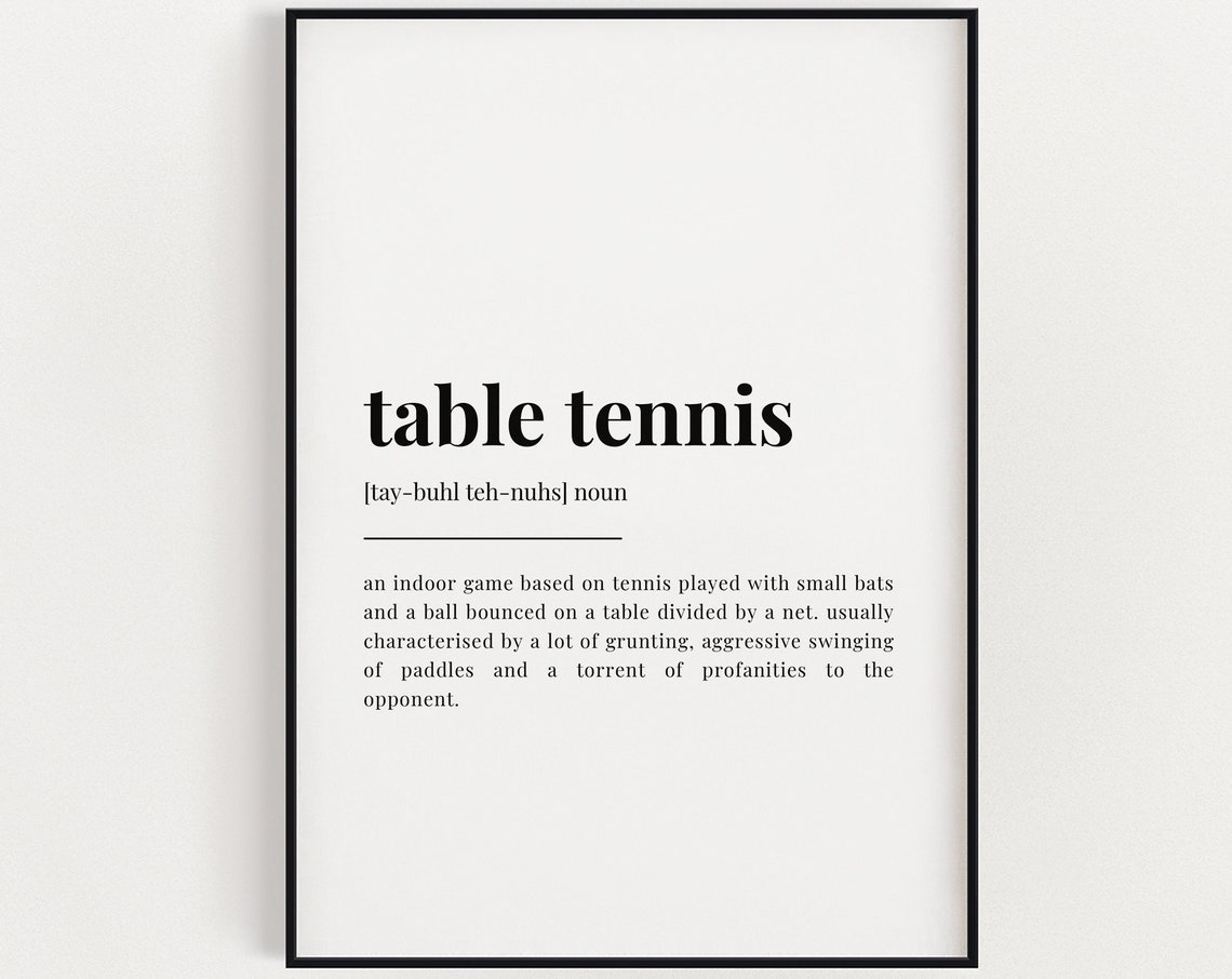 Table Tennis Funny Dictionary Definition Typography Humor Gift Poster