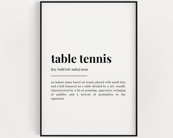 Table Tennis Definition Print Wall Art Prints Quote Game Room Decor Player Gift