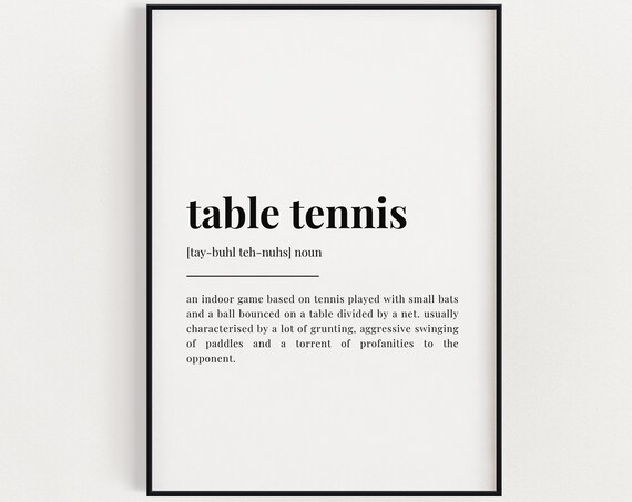 Table Tennis Funny Dictionary Definition Typography Humor Gift Poster
