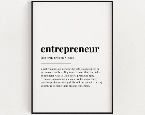 Entrepreneur Definition Meaning Typography Art Print