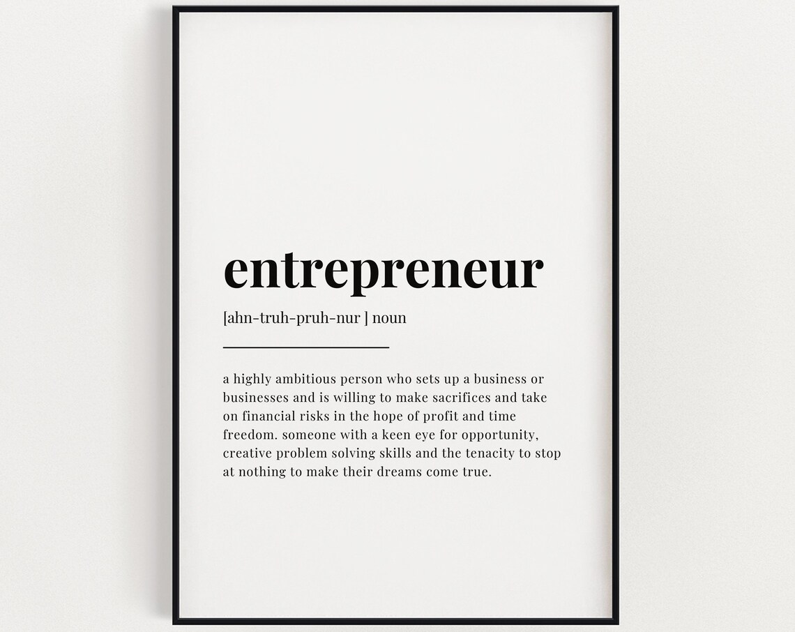Entrepreneur Definition Meaning Typography Art Print