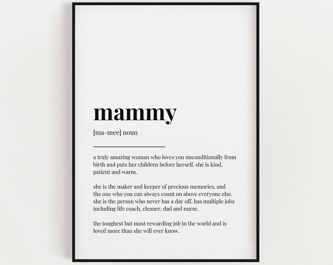 Mammy Definition Print Mammy Quote Mothers Day Wall Decor Gift For Mom